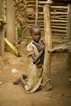 Girl Kneeling Kaloungi Village, Uganda