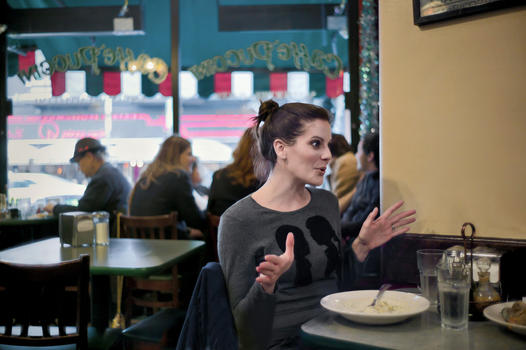 Gesturing mother-of-two, Cafe Puccini