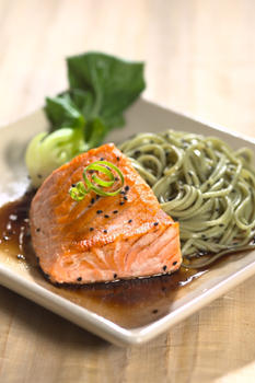 Salmon with Wasabi Noodles